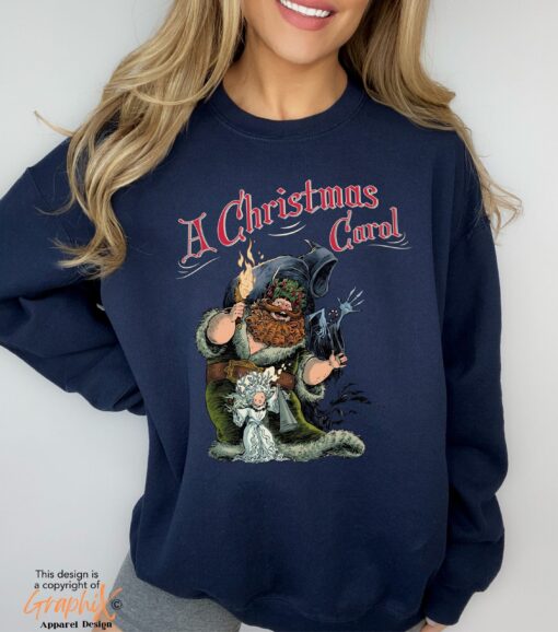 vintage christmas sweatshirt featuring a christmas carol design with scrooge and marley for book lovers and dickens fans hxpf8 scaled