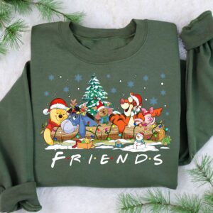 vintage christmas sweatshirt featuring disneys winnie the pooh and friends with christmas tree design for holiday celebrations elpod