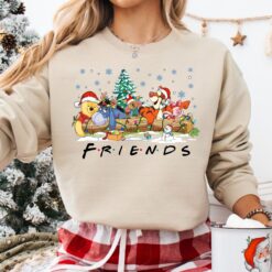 Vintage Christmas Sweatshirt Featuring Disneys Winnie the Pooh and Friends with Christmas Tree Design for Holiday Celebrations