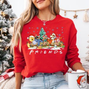 vintage christmas sweatshirt featuring disneys winnie the pooh and friends with christmas tree design for holiday celebrations o2sia