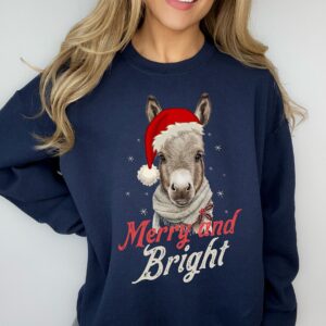 vintage christmas sweatshirt featuring donkey design for country lovers retro merry and bright holiday apparel 1eb2g