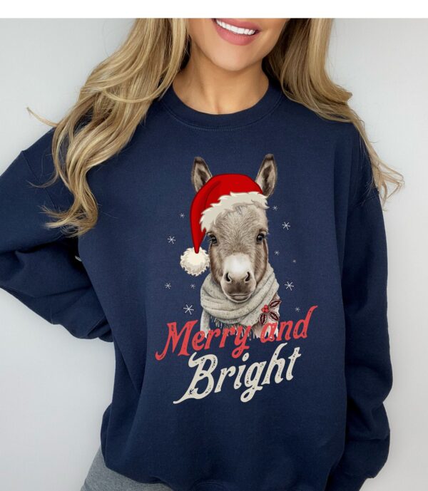 vintage christmas sweatshirt featuring donkey design for country lovers retro merry and bright holiday apparel 1eb2g