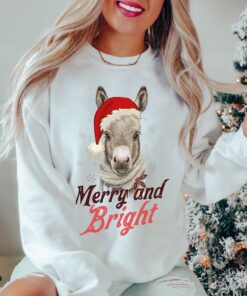 vintage christmas sweatshirt featuring donkey design for country lovers retro merry and bright holiday apparel djysw