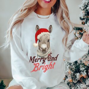 vintage christmas sweatshirt featuring donkey design for country lovers retro merry and bright holiday apparel djysw