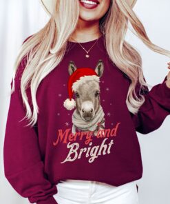 vintage christmas sweatshirt featuring donkey design for country lovers retro merry and bright holiday apparel pvt8b