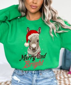 vintage christmas sweatshirt featuring donkey design for country lovers retro merry and bright holiday apparel rlz56