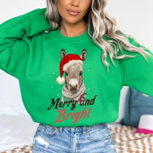 vintage christmas sweatshirt featuring donkey design for country lovers retro merry and bright holiday apparel rlz56