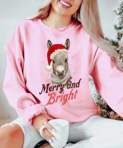 vintage christmas sweatshirt featuring donkey design for country lovers retro merry and bright holiday apparel sbqjr