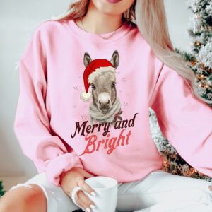 vintage christmas sweatshirt featuring donkey design for country lovers retro merry and bright holiday apparel sbqjr