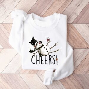 vintage christmas sweatshirt featuring drunk snowman drinking wine for winter holiday celebrations and festive style gzcta scaled