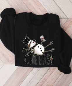 vintage christmas sweatshirt featuring drunk snowman drinking wine for winter holiday celebrations and festive style wp7rm scaled