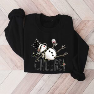 vintage christmas sweatshirt featuring drunk snowman drinking wine for winter holiday celebrations and festive style wp7rm scaled