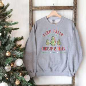 vintage christmas sweatshirt featuring farm fresh christmas tree cakes design for a festive and fun holiday look p60rj