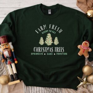 vintage christmas sweatshirt featuring farm fresh christmas tree cakes design for a festive and fun holiday look sdj0s