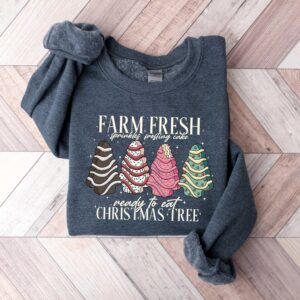 vintage christmas sweatshirt featuring farm fresh tree cakes design with funny holiday theme for unique style and comfort 66lja scaled