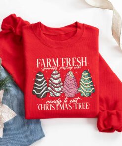 vintage christmas sweatshirt featuring farm fresh tree cakes design with funny holiday theme for unique style and comfort hgewk