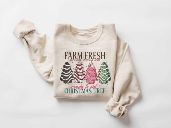 vintage christmas sweatshirt featuring farm fresh tree cakes design with funny holiday theme for unique style and comfort jdh9b scaled