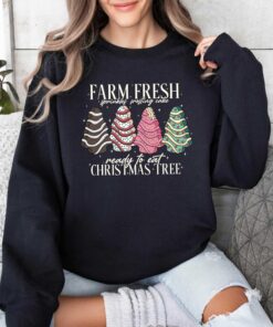 vintage christmas sweatshirt featuring farm fresh tree cakes design with funny holiday theme for unique style and comfort nnbzu scaled