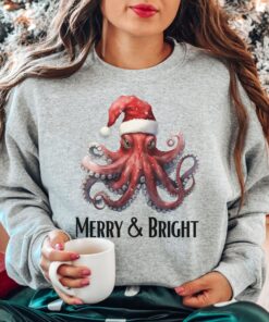 vintage christmas sweatshirt featuring funny octopus design for octopus lovers retro style holiday apparel 3jjqp