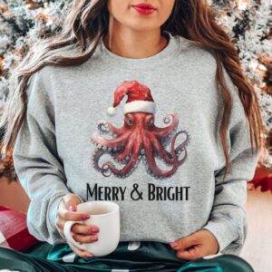 vintage christmas sweatshirt featuring funny octopus design for octopus lovers retro style holiday apparel 3jjqp