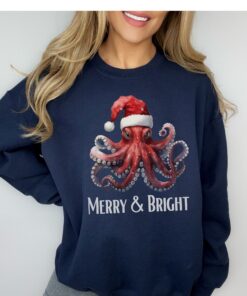 vintage christmas sweatshirt featuring funny octopus design for octopus lovers retro style holiday apparel bgdm2