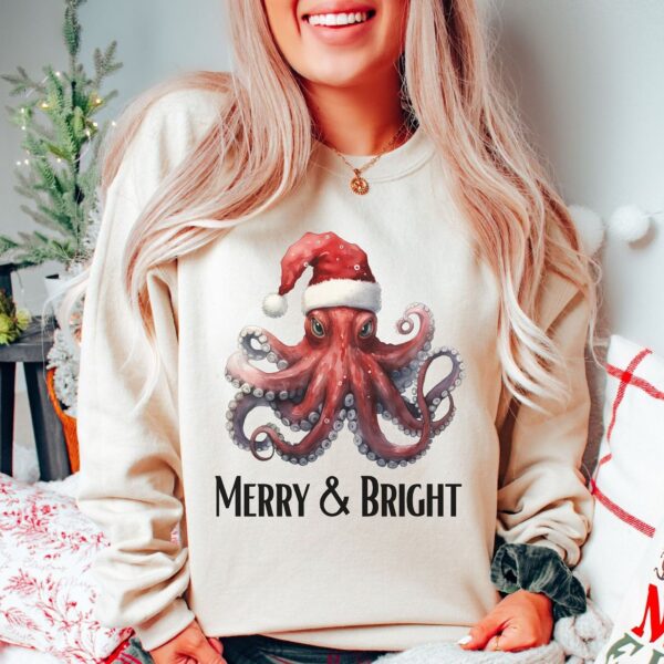 vintage christmas sweatshirt featuring funny octopus design for octopus lovers retro style holiday apparel m9yeg