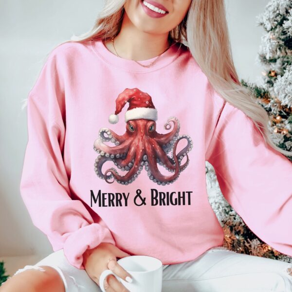 vintage christmas sweatshirt featuring funny octopus design for octopus lovers retro style holiday apparel norio