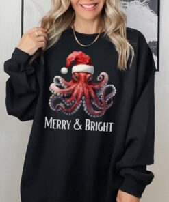 vintage christmas sweatshirt featuring funny octopus design for octopus lovers retro style holiday apparel pjyaw