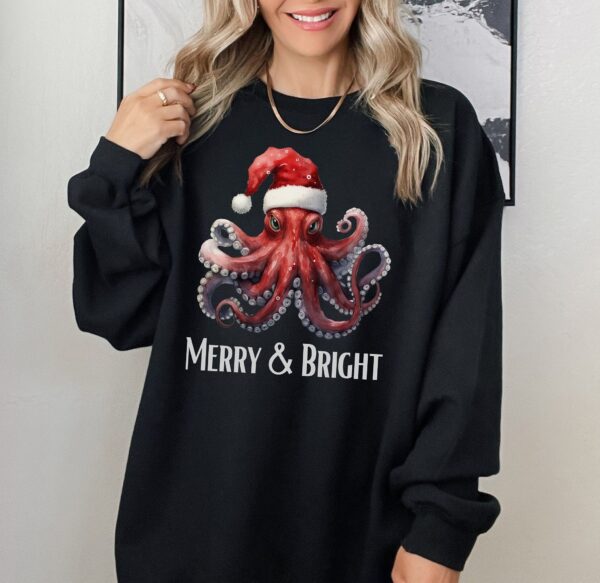 vintage christmas sweatshirt featuring funny octopus design for octopus lovers retro style holiday apparel pjyaw