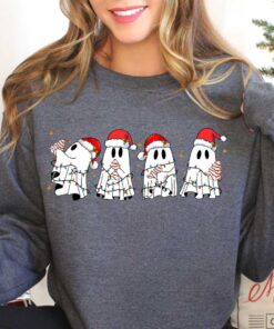 vintage christmas sweatshirt featuring ghost santa design for halloween and holiday celebrations unique funny christmas apparel bf4ws