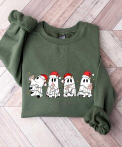 vintage christmas sweatshirt featuring ghost santa design for halloween and holiday celebrations unique funny christmas apparel j8id2