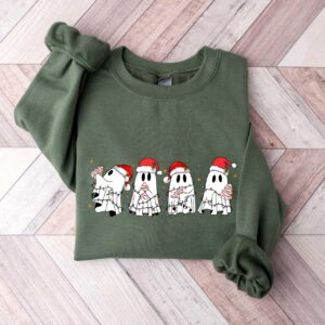 vintage christmas sweatshirt featuring ghost santa design for halloween and holiday celebrations unique funny christmas apparel j8id2