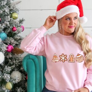 vintage christmas sweatshirt featuring gingerbread and cookies for family matching holiday apparel cq6wp