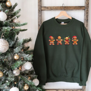 vintage christmas sweatshirt featuring gingerbread and cookies for family matching outfits and holiday gatherings hlypy