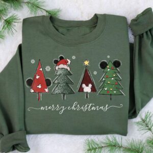 vintage christmas sweatshirt featuring mickey and friends with christmas tree design for disney fans and holiday celebrations gvt79