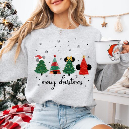 vintage christmas sweatshirt featuring mickey and friends with christmas tree design for disney lovers brbin scaled