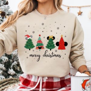 vintage christmas sweatshirt featuring mickey and friends with christmas tree design for disney lovers bz5jb