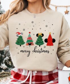 vintage christmas sweatshirt featuring mickey and friends with christmas tree design for disney lovers bz5jb scaled