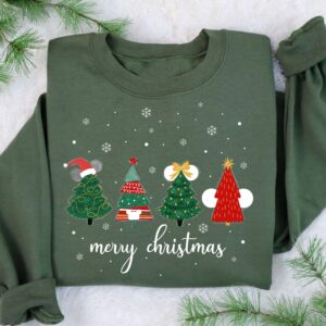 vintage christmas sweatshirt featuring mickey and friends with christmas tree design for disney lovers mhasi