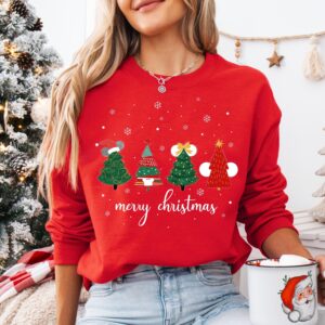 vintage christmas sweatshirt featuring mickey and friends with christmas tree design for disney lovers qtgur