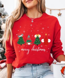 vintage christmas sweatshirt featuring mickey and friends with christmas tree design for disney lovers qtgur scaled