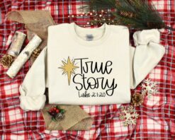 vintage christmas sweatshirt featuring nativity design for jesus lovers comfortable true story hoodie for holiday celebrations h4gyz scaled