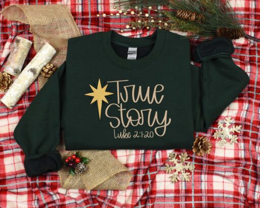 vintage christmas sweatshirt featuring nativity design for jesus lovers comfortable true story hoodie for holiday celebrations hu8ic scaled