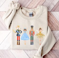Vintage Christmas Sweatshirt featuring Nutcracker Design and Sugar Plum Fairy Print for Retro Holiday Style