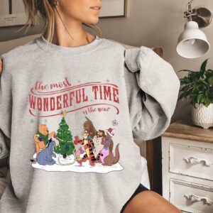 vintage christmas sweatshirt featuring pooh and friends for women funny holiday tee with unique design for festive celebrations idrbz