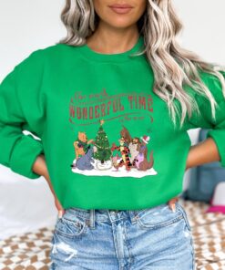 vintage christmas sweatshirt featuring pooh and friends for women funny holiday tee with unique design for festive celebrations kriks