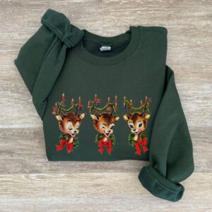 vintage christmas sweatshirt featuring reindeer design for holiday parties and festive gatherings cjctr