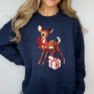 vintage christmas sweatshirt featuring reindeer design retro rudolph shirt for unique holiday style adnsh