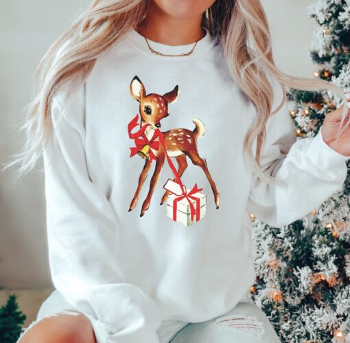 vintage christmas sweatshirt featuring reindeer design retro rudolph shirt for unique holiday style okshb