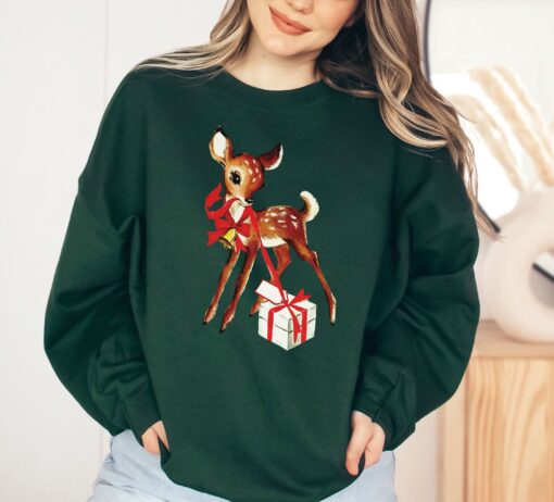 vintage christmas sweatshirt featuring reindeer design retro rudolph shirt for unique holiday style phdvk